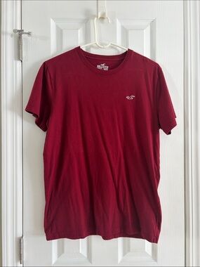 Hollister Men's Crew Neck Tee in Wine Red